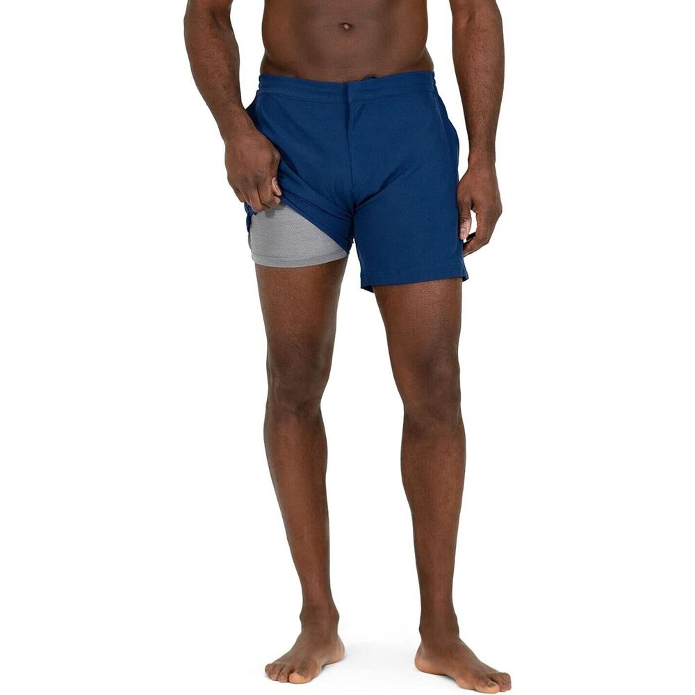 Tailored 6" Inseam Recycled Swimming Trunk Compression Liner Zipper-Fly, 4-Way